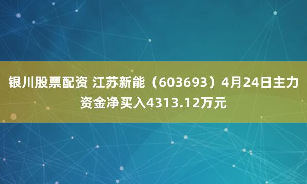 银川股票配资 江苏新能（603693）4月24日主力资金净买入4313.12万元