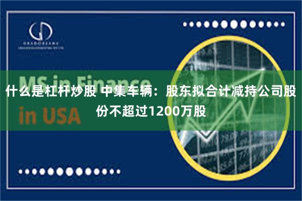 什么是杠杆炒股 中集车辆：股东拟合计减持公司股份不超过1200万股