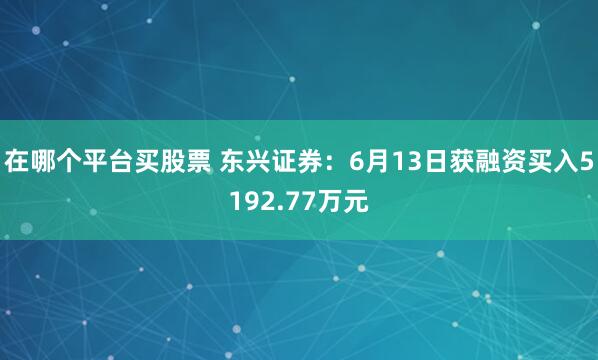 在哪个平台买股票 东兴证券：6月13日获融资买入5192.77万元